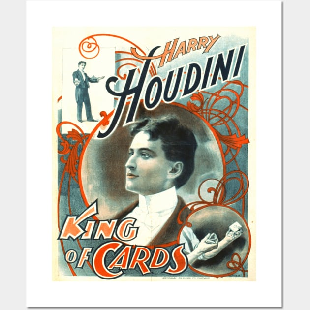 Harry Houdini - King of Cards: Vintage Poster Design Wall Art by Naves